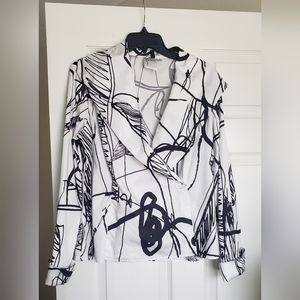 Finley Black and White Wrap Top Blazer L